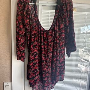 Floral Long Sleeve Cold-Shoulder Torrid Blouse